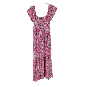 NWT Zara Ruffled Multicolor Floral Midi Dress Sz XS